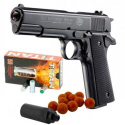 Pack défense "PISTOLET COLT GOVERNMENT 1911 A1 + Munitions - CAL 9MM PAK - BLACK