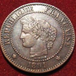 FRANCE piece de 2 centimes CERES 1891 A TTB