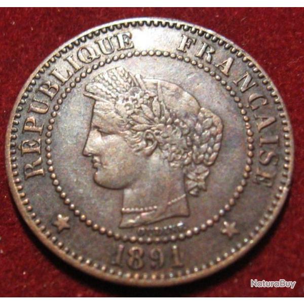 FRANCE piece de 2 centimes CERES 1891 A TTB