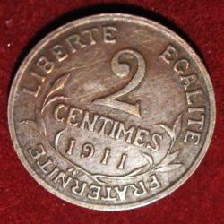 FRANCE piece de 2 centimes "D.DUPUIS"   bronze  1911 TTB