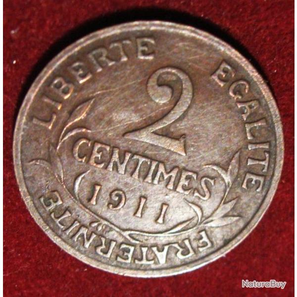 FRANCE piece de 2 centimes "D.DUPUIS"   bronze  1911 TTB