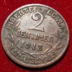 FRANCE piece de 2 centimes "D.DUPUIS"   bronze  1913 TTB