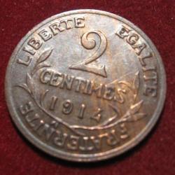 FRANCE piece de 2 centimes "D.DUPUIS"   bronze  1914 TTB