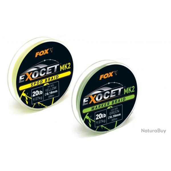 Tresse Fox Exocet Mk2 Spod & Marker Braid - 0.18Mm/20Lb X300M Spod -Yellow