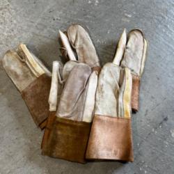 LOT DE 5 PAIRES DE GANTS " POSE RONCE " EN CUIR EPAIS Génie Militaire pose barbelés années 50