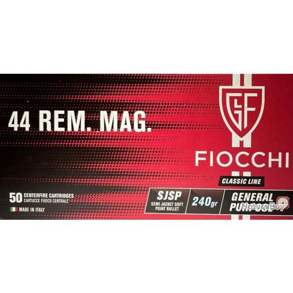 Munitions FIOCCHI cal.44 Rem MAGNUM SJSP PAR 50