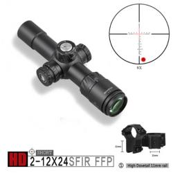 Discoveryopt HD 2-12X24SFIR Premier plan focal, réticule rouge éclairé à six niveaux pour la chasse