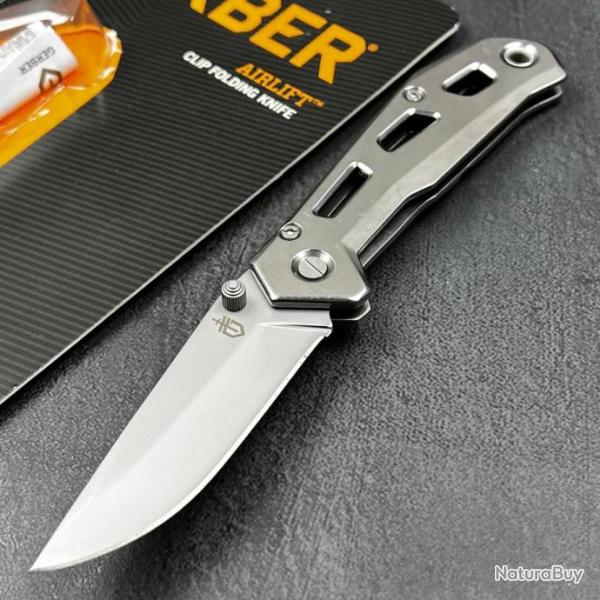 Couteau Gerber Airlift Lame Acier 5Cr13 Manche Acier Framelock Clip