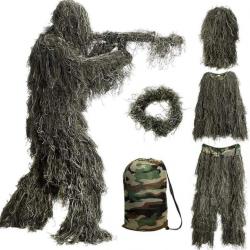 Vêtements de Camouflage Tenue Camouflée Chasse Jeu de Guerre Forêt Tactique 5 pièces