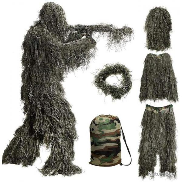 Vtements de Camouflage Tenue Camoufle Chasse Jeu de Guerre Fort Tactique 5 pices