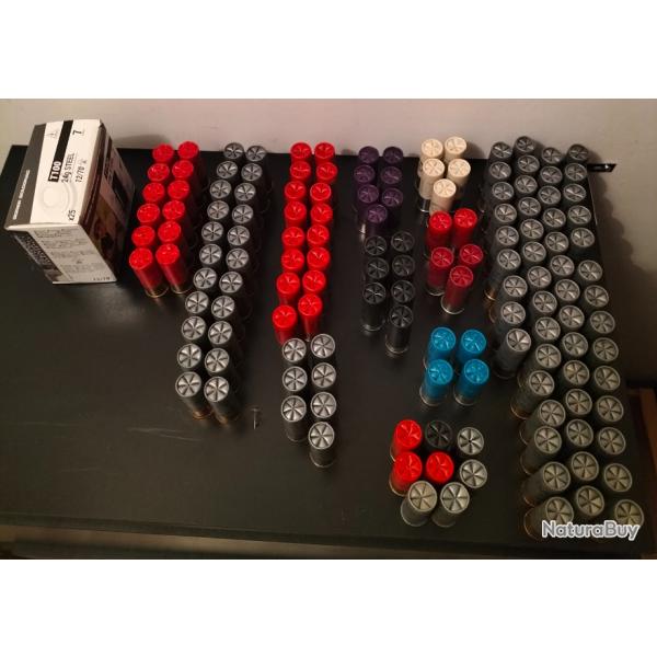 Lot de 170 munitions acier calibre 12 de toutes marques