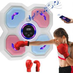 Machine Boxe Electronique Enfant Musique Bluetooth Support Mural avec Gants