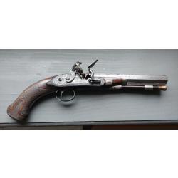 Pistolet Anglais à silex signé W. MILLS