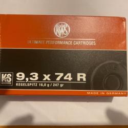 20 munitions 9,3x74r RWS KS 247g