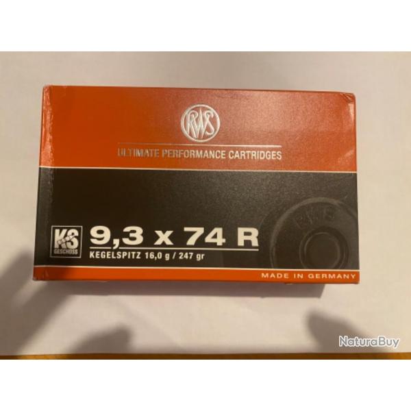 20 munitions 9,3x74r RWS KS 247g