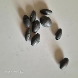 Lot de 20 plombs olives neufs de 2.38 grs. à 7.85 grammes