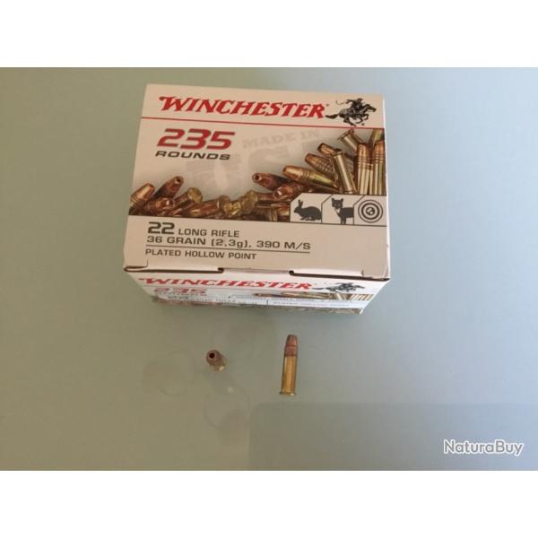 Boites de 235 munitions 22 lr cuivre haute vitesse winchester