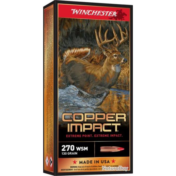 Cartouches WINCHESTER cal.270wsm extrme copper impact 130gr par 20