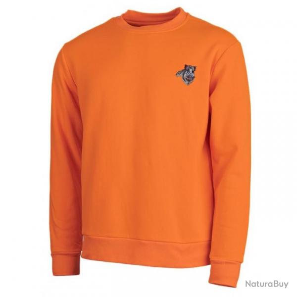 Sweat de chasse avec broderie sanglier orange Treeland T201 - Taille L