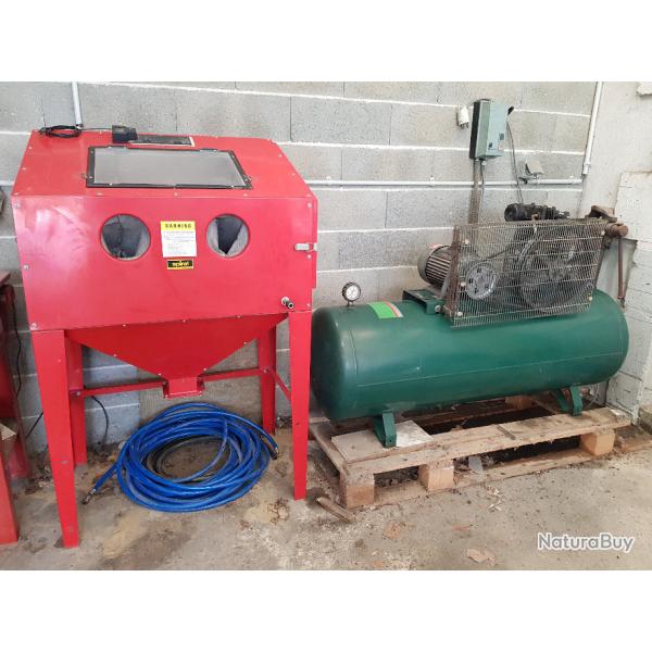 Sableuse et Compresseur  air 3kW 4cv Triphas 300L Entranement par courroie MACO-SULLAIR