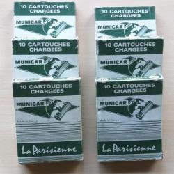 Lot de 6 boîtes de cartouches  "MUNICAR" la Parisienne Calibre 16