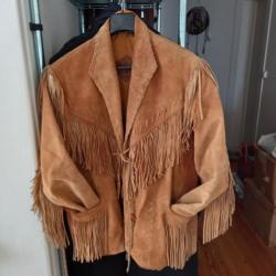 Veste cuir Western à franges