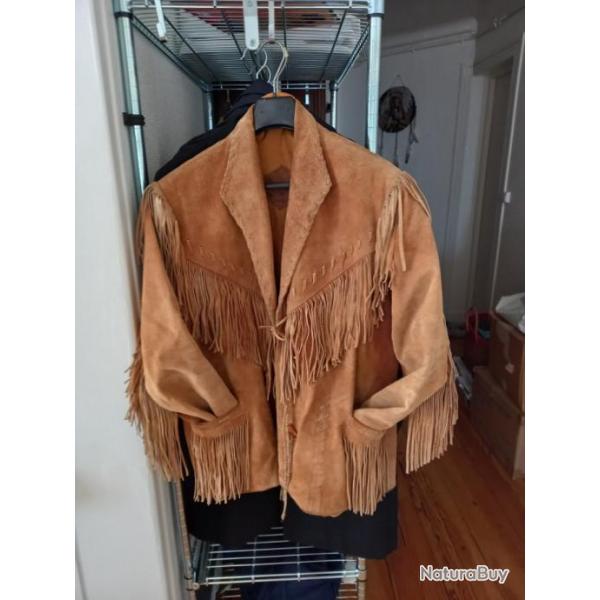 Veste cuir Western  franges