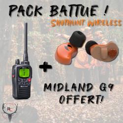 Pack Battue Oreillettes actives Wireless Shothunt + Talkie Walkie Midland G9 Pro OFFERT !!!!