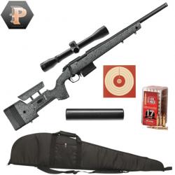 Carabine Bergara B14-R Trainer Steel Cal.17HMR canon 51cm + Lunette 4x32 + Silencieux + Fourreau + 5