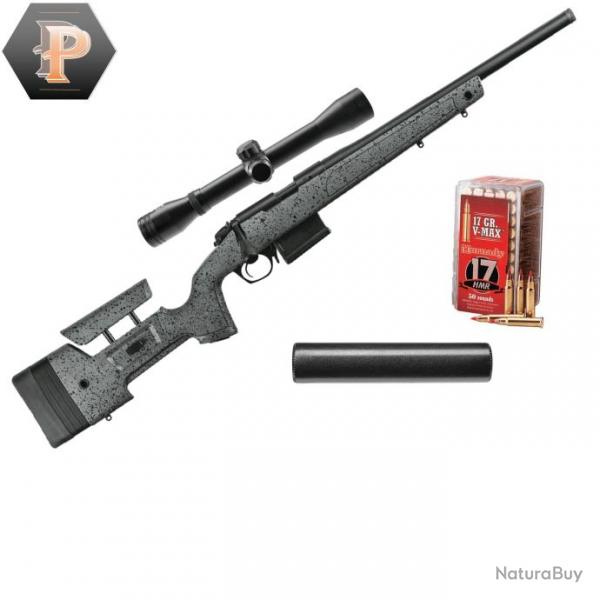 Carabine Bergara B14-R Trainer Steel Cal.17HMR canon 51cm + Lunette 4x32 + Silencieux + 50 Munitions