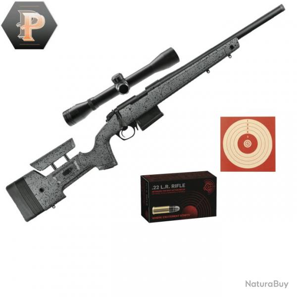 Carabine Bergara B14-R Trainer Steel Cal.22LR canon de 46cm filet + Lunette 4x32 + 50 Munitions + 1