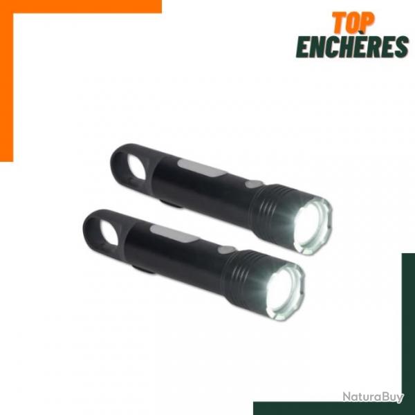 TOP ENCHERES SANS PRIX DE RESERVE : Lot de 2 lampes torches 260LM - Lentilles colores incluses