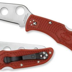 Couteau D'Entrainement Spyderco Trainer Endura 4 Lame Acier AUS-6 Manche Red FRN Japan Clip SC10TR