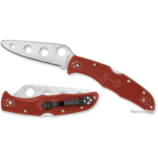 Couteau D'Entrainement Spyderco Trainer Endura 4 Lame Acier AUS-6 Manche Red FRN Japan Clip SC10TR