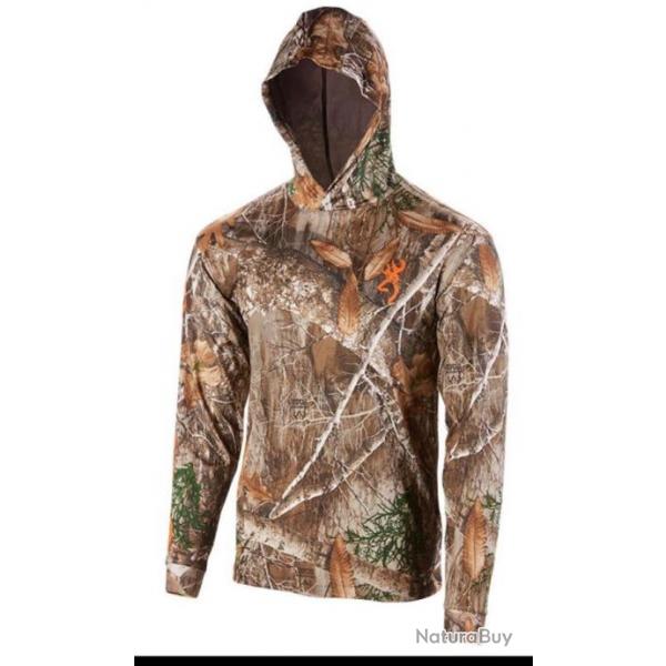 Sweat Shirt Manches Longues et capuches  BROWNING Teamspirit - Realtree Edge Taille M