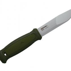 BEL1356 POIGNARD MORAKNIV KANSBOL LAME 11CM INOX MANCHE GOMME NOIR INSERT VERT + ETUI NEUF