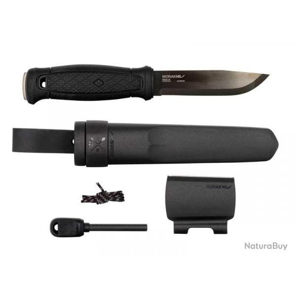 BEL1362 POIGNARD MORAKNIV GARBERG LAME NOIRE ACIER CARBONE + KIT DE SURVIE NEUF