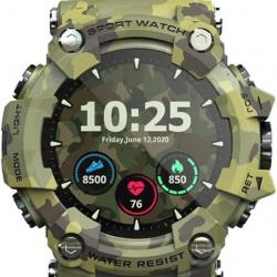 Montres Multifonctions Étanche Sommeil/Moniteur H Appel SMS Rappel pour la Course Equitation Camo