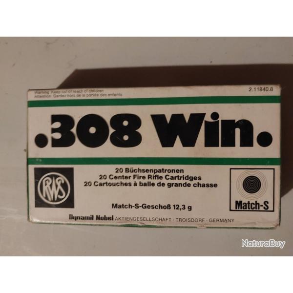 MUNITIONS ANCIENNES 308WIN 190GR MATCH-S