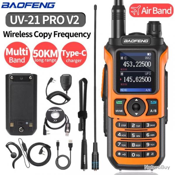 VHF BAOFENG UV-21 PRO Longue distance, CB, RADIO, 999 canaux, oreillettes - Livraison Offerte