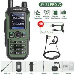 VHF BAOFENG UV-21 PRO vert, Longue distance, CB, RADIO, 999 canaux, oreillettes - PROMO LIMITÉE