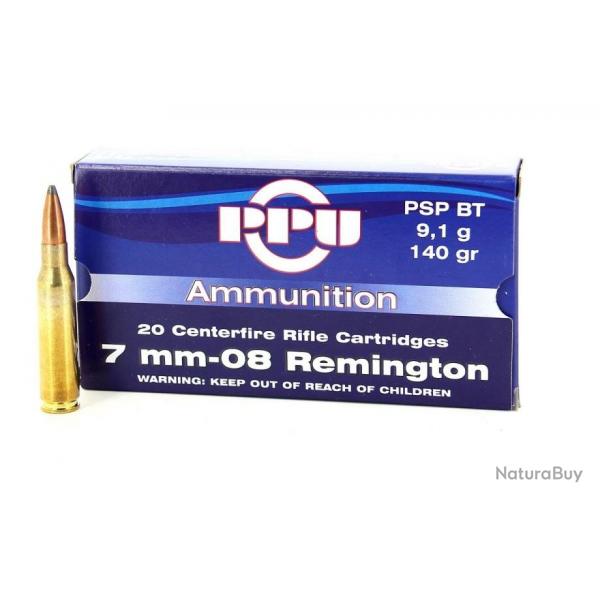 20 munitions 7-08 rem partizan PSP BT 140 grains