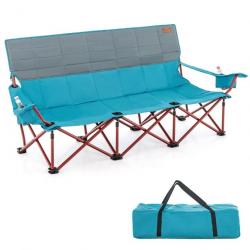 Chaise de camping 3 places surdimensionnée causeuse pliante avec porte-gobelets rembourrage epais c