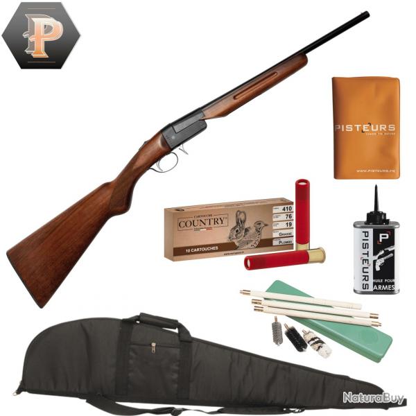 Pack chasseur ! Carabine pliante monocoup Ergal cal. 410-76 - Yildiz + mun + fourreau + nettoyage +