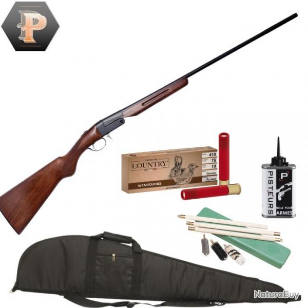 Pack chasseur ! Carabine pliante monocoup Ergal cal. 410-76 - Yildiz + mun + fourreau + nettoyage