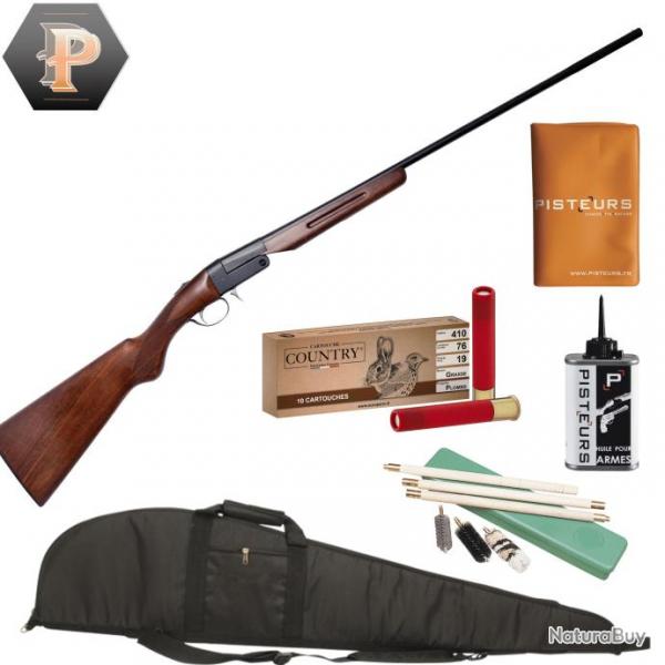 Pack chasseur ! Carabine pliante monocoup Ergal cal. 410-76 - Yildiz + mun + fourreau + nettoyage + 