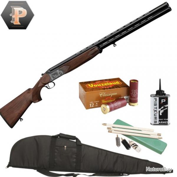 Pack Chasseur ! Fusil superposs de plaine Country Cal.12/76 canon de 76Cm + mun + fourreau + nettoy