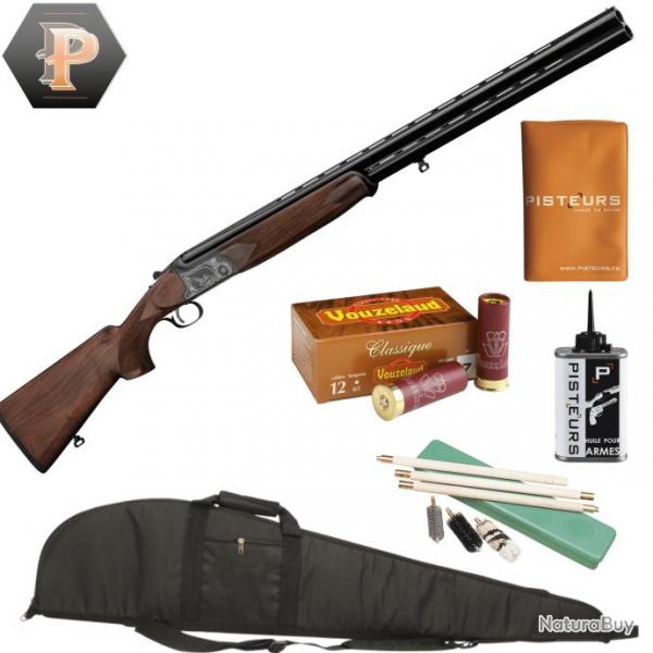 Pack Chasseur ! Fusil superposs de plaine Country Cal.12/76 canon de 76Cm + mun + fourreau + nettoy