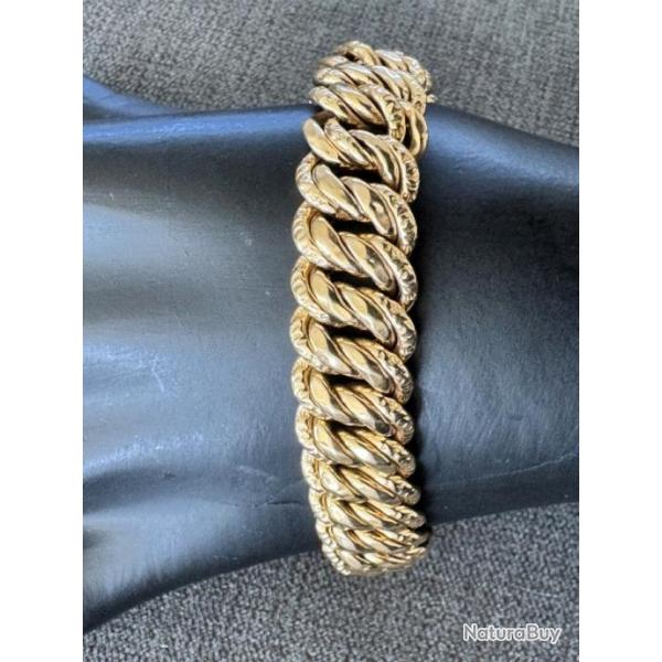 Bracelet maille amricaine or 18 carats - 19,6 cm