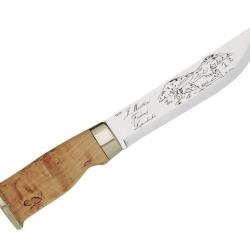 BEL1381 POIGNARD MARTTIINI LAPP KNIFE 253 LAME 15CM INOX MANCHE BOULEAU + ETUI CUIR DECORE NEUF